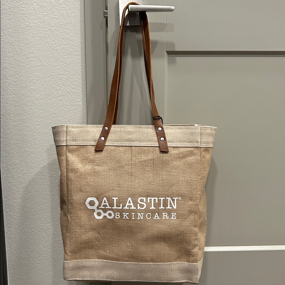 Apolis Global Citizen BURLAP LEATHER HANDELS SHOPPING MARKET TOTE SHOULDER BAG